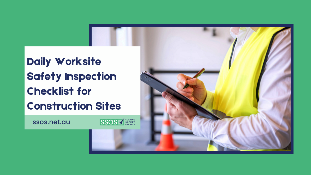 Construction worker reviewing compliance audit checklist on an Australian construction site